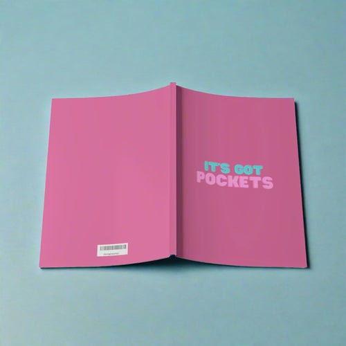 It's Got Pockets Print Pink Softcover A5 Notebook | Bright Pink Notebook Journal