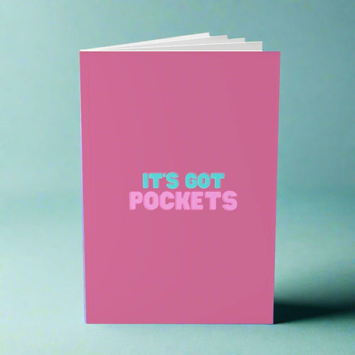 It's Got Pockets Print Pink Softcover A5 Notebook | Bright Pink Notebook Journal