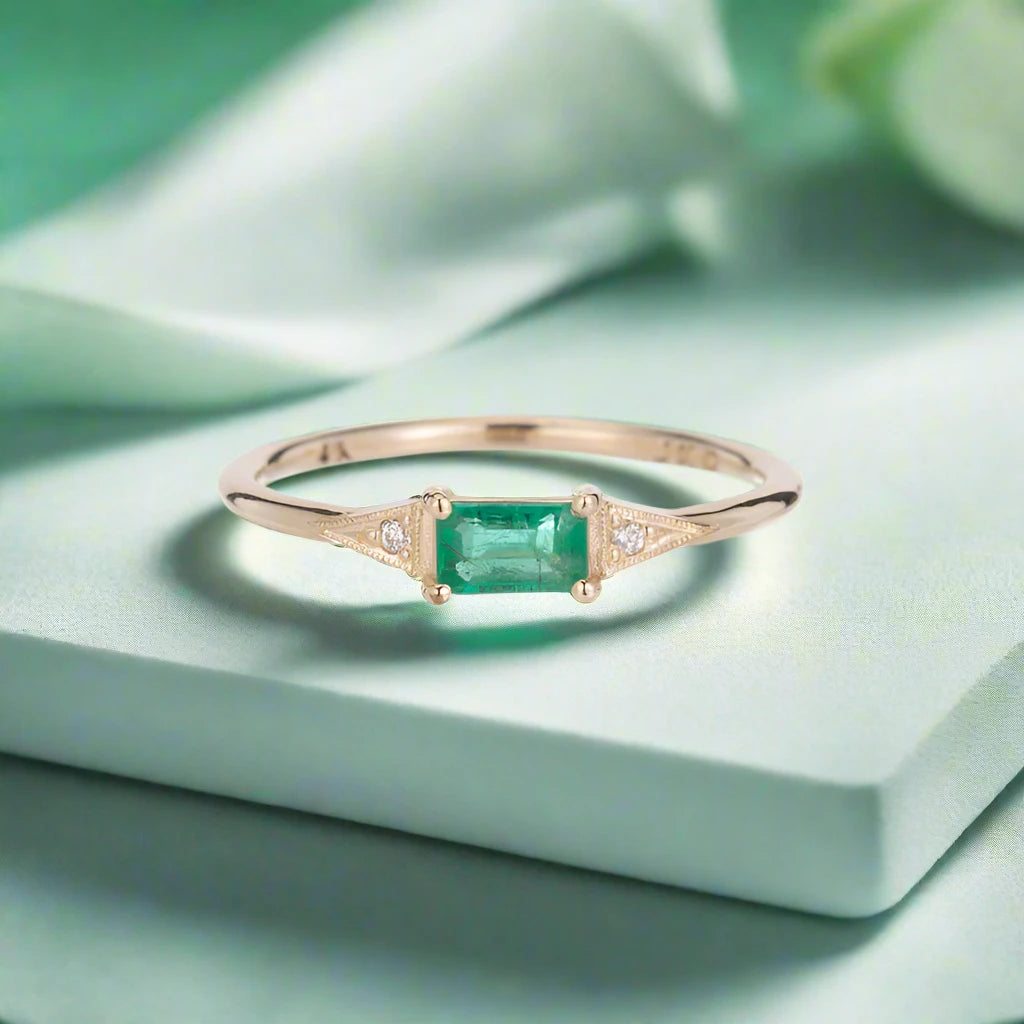 Jennie Kwon Emerald Cut Deco Ring