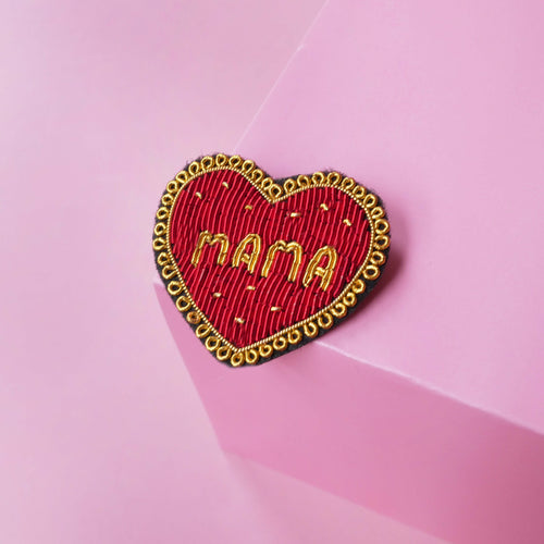 Mama Embroidered Brooch