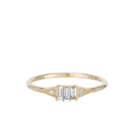 Round Diamond Trillion Baguette Equilibrium Ring