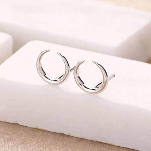 Silver Horn Stud Earrings